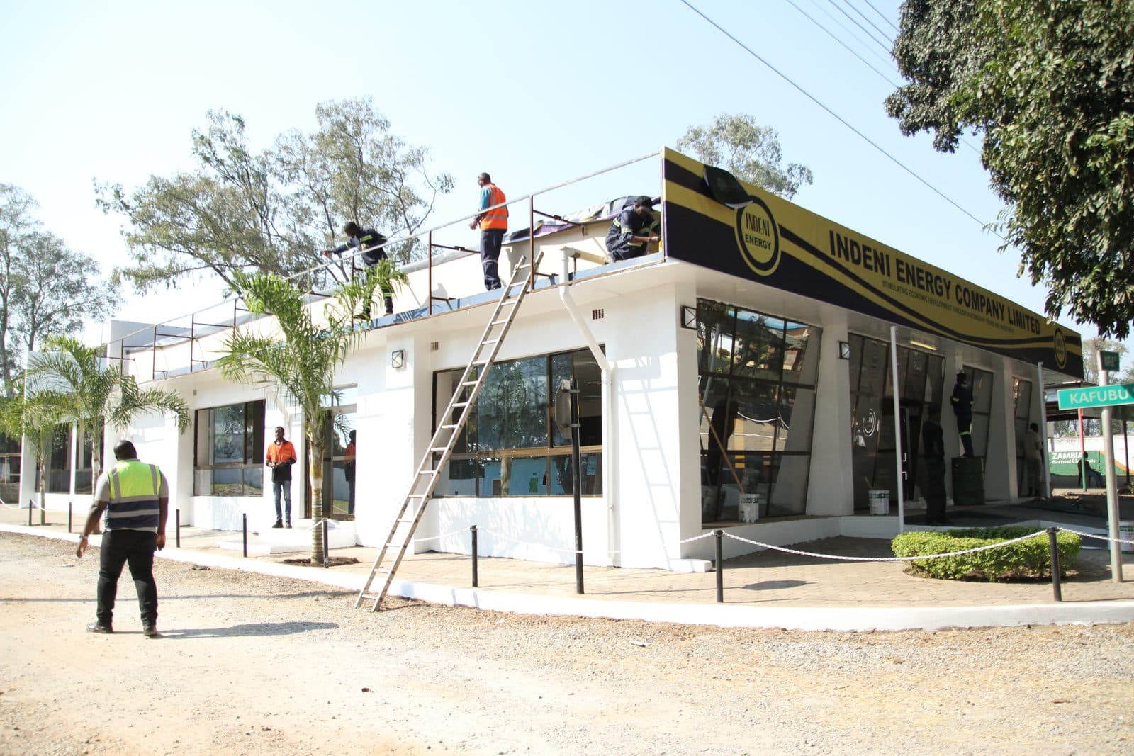 Building works with scaffolding