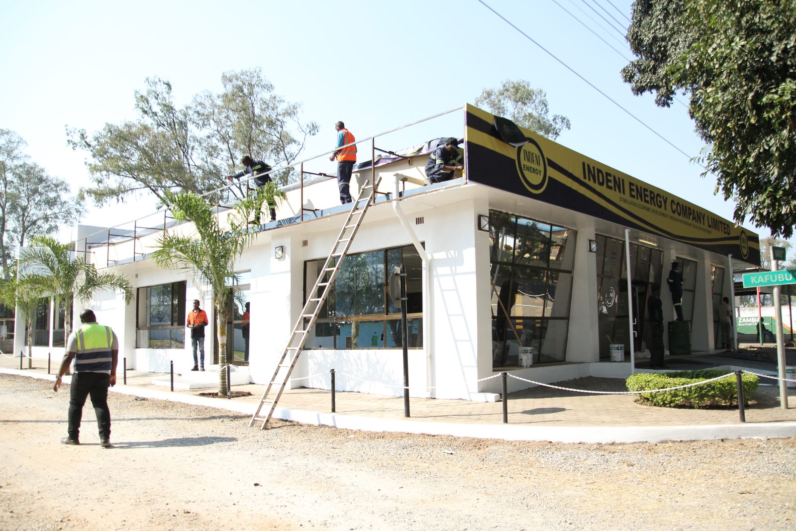 Building works with scaffolding